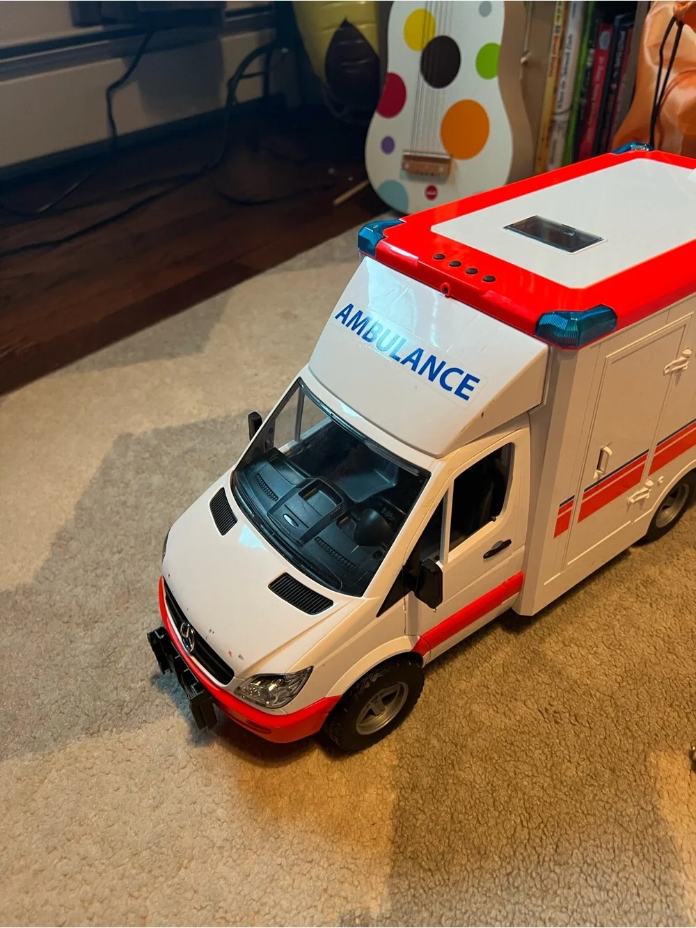 Blue Cement Mixer and Ambulance Bruder for Kids - Realistic Construction Vehicle
